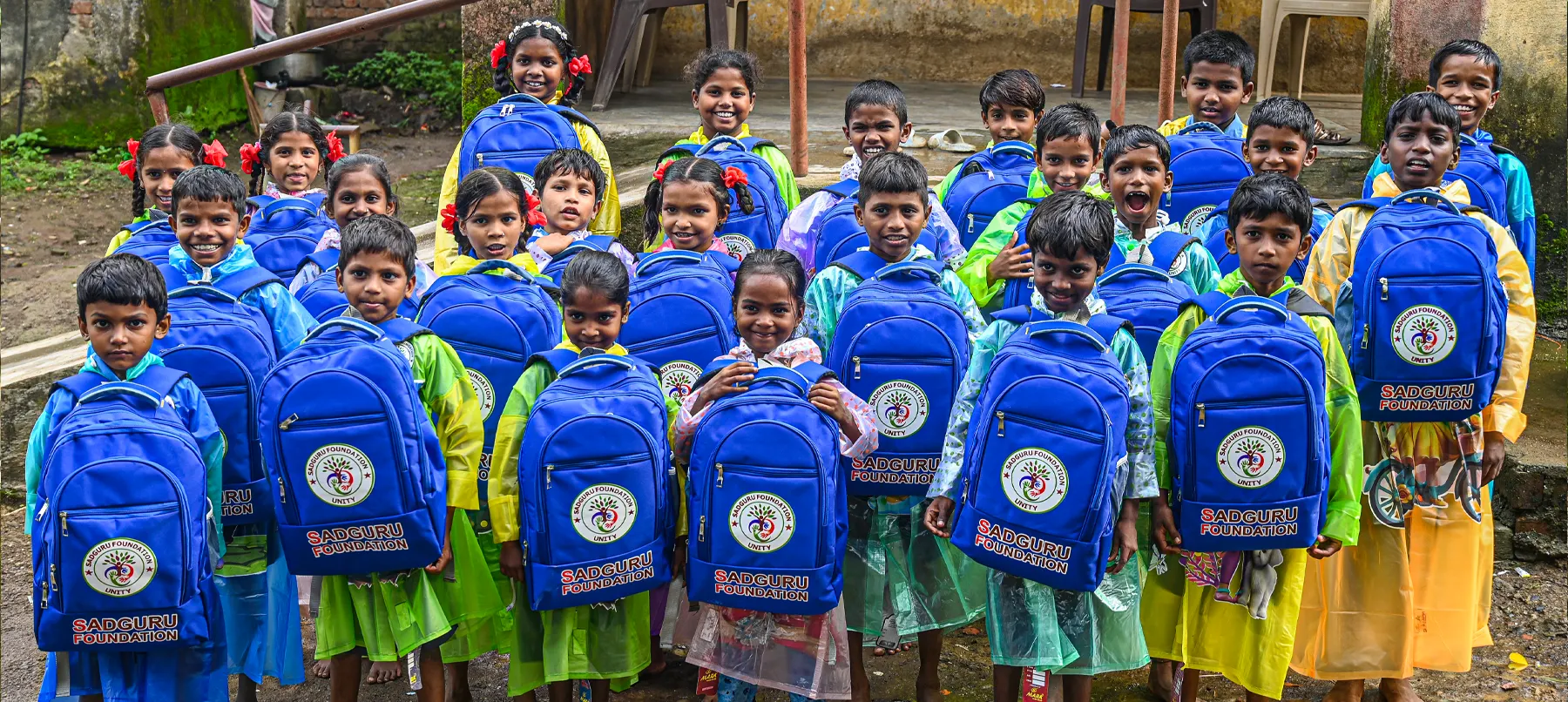 Children with school kits
